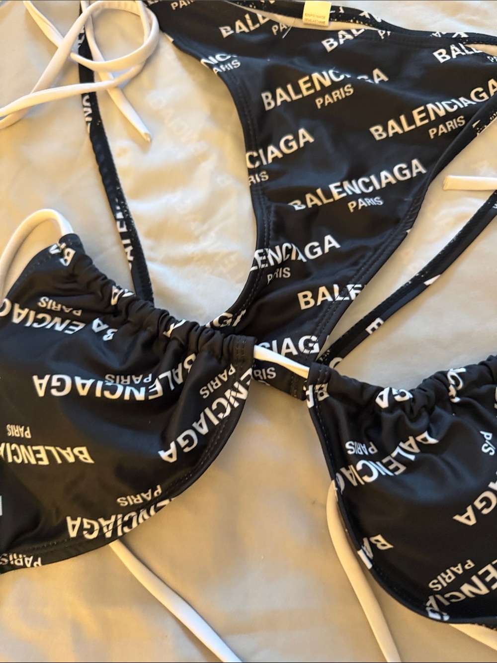 Balenciaga Black and White Logo String Bikini - Picture 4 of 5